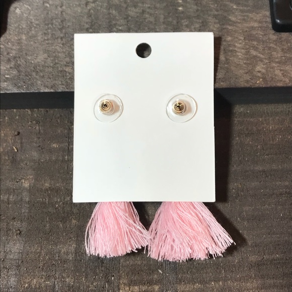 Vintage Velvet Ball Pink Fringed Drop Earring - Picture 4 of 4